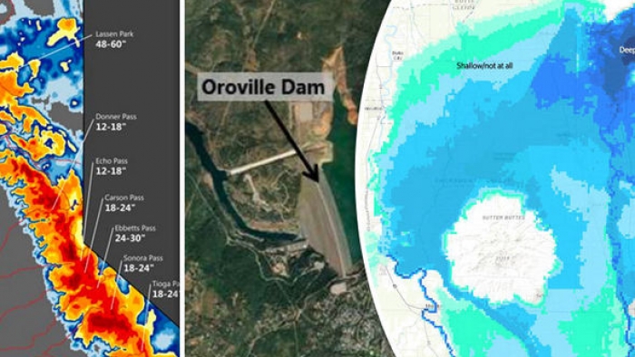 Oroville Barajı'nın son haritaları, taşkın riski, boşaltma bölgeleri ve hava durumu